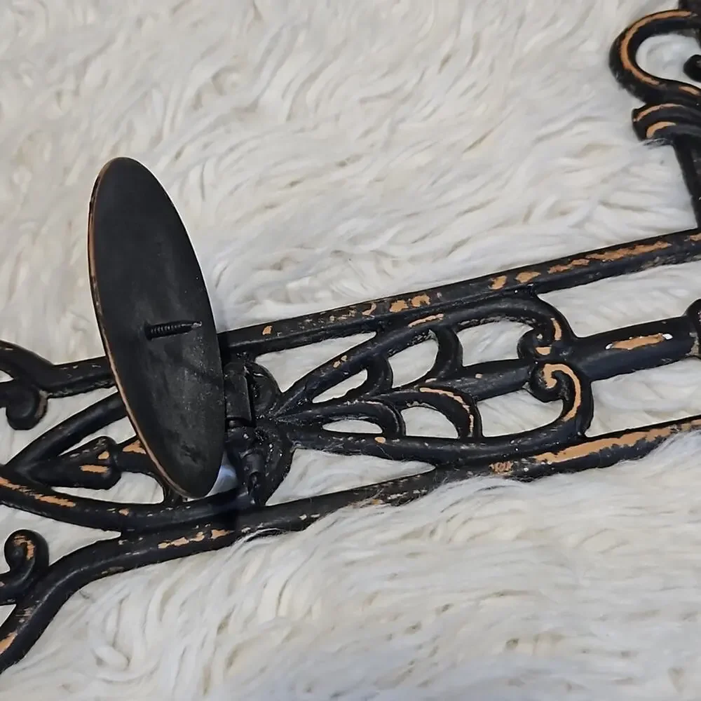 Metal Weathered Wall Cross Candle Holder